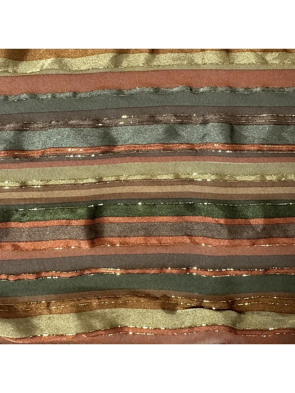 Vintage Striped Multicolor Scarf with Metallic Thread Detail